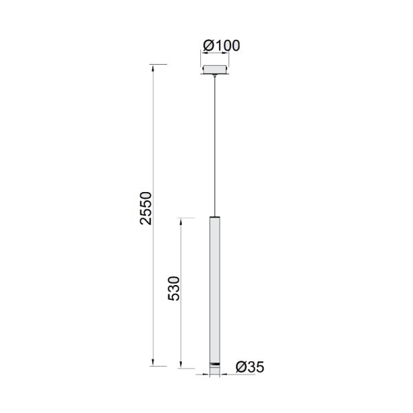 Lámpara colgante LED Cala en color blanco medidas