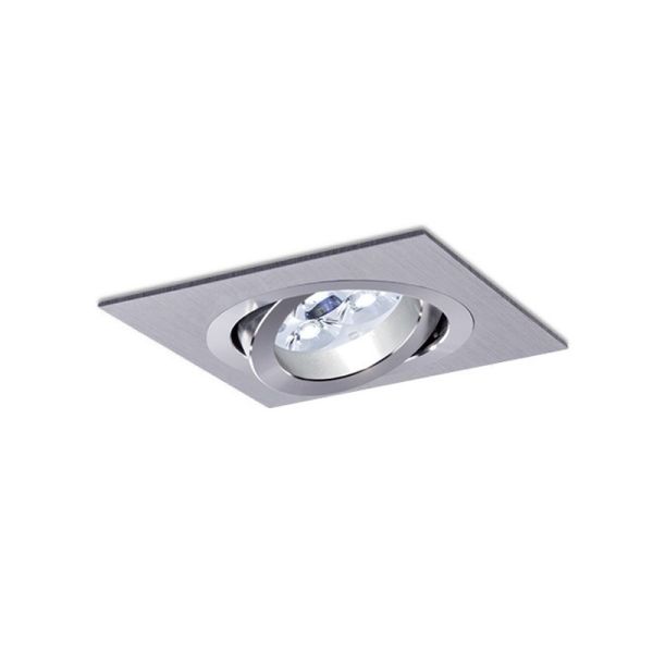 Aro Empotrable BPM 3011 Caudrado Aliminio cepillado y pulido Mini Catli para Bombilla LED GU10 o MR16 | LeonLeds