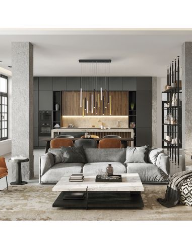 Luminária pendente Cala 84w retangular ambiente