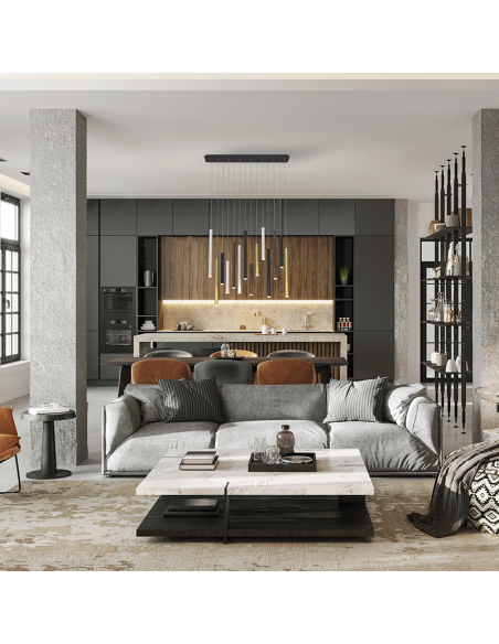 Luminária pendente Cala 84w retangular ambiente