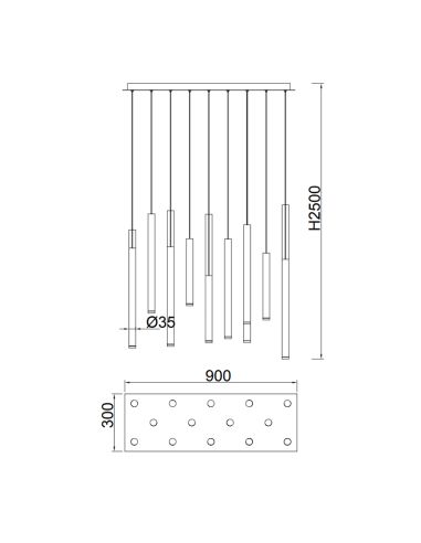 Lámpara colgante Cala 84w rectangular medidas