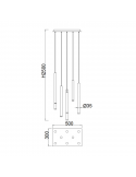 Lámpara colgante LED Cala rectangular 8 luces medidas