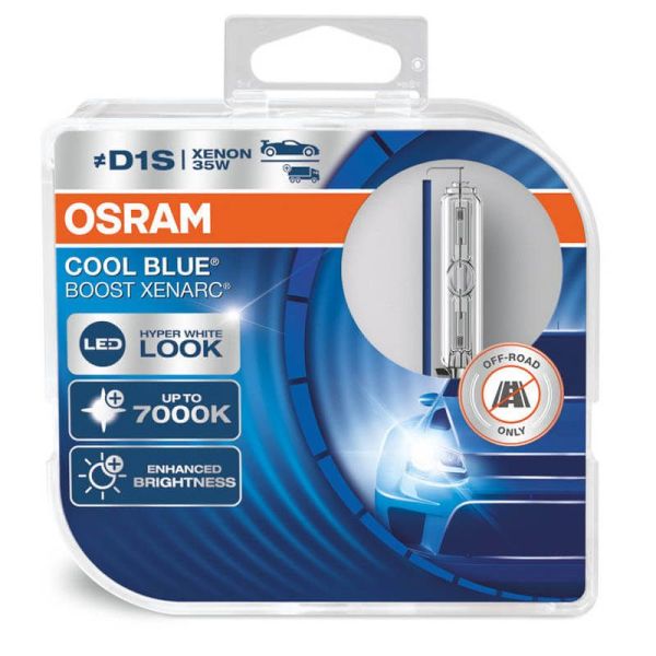 Lâmpadas Xenon D1S luz muito branca 7000K Cool Blue Boost 66140CBB-HCB Osram | leonleds