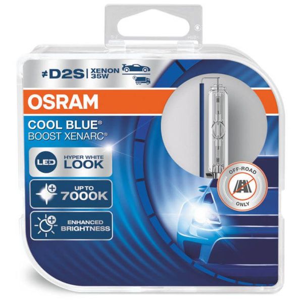 Bombillas Xenon D2S de luz muy blanca 7000K Cool Blue Boost ( Pack 2 Bombillas) Gama Off-Road 66240CBB-HCB Osram | LeonLeds