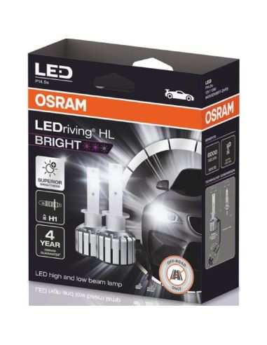 Bombillas LED H1 12V LedDriving HL Bright +300% Pack 2 Unds. Osram 64150DWBRT-2HFB | LeonLeds