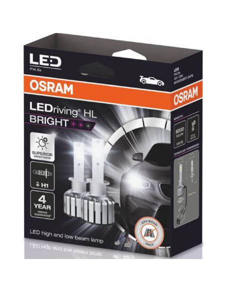 Bombillas LED H1 12V LedDriving HL Bright +300% Pack 2 Unds. Osram 64150DWBRT-2HFB | LeonLeds