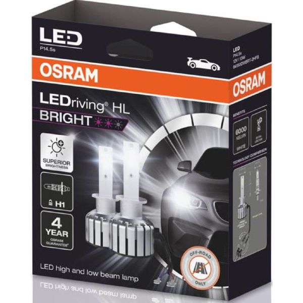 Bombillas LED H1 12V LedDriving HL Bright +300% Pack 2 Unds. Osram 64150DWBRT-2HFB | LeonLeds