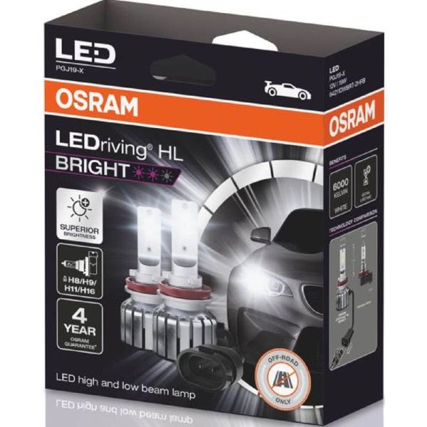 Bombillas LED H8/H11/H16/H9 12V LEDriving HL BRIGHT 64211DWBRT 2 Unds. 4062172315951 | LeonLeds