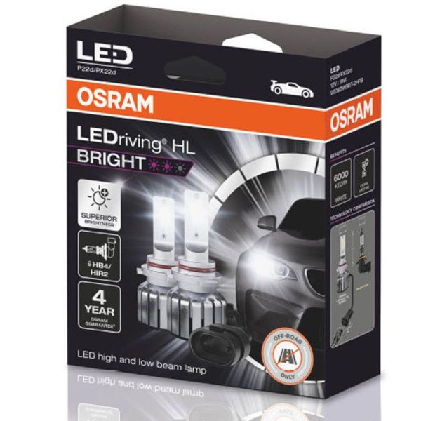 Bombilla LED HB4 HIR2 12V LEDriving HL BRIGHT 9006DWBRT 2 Unds. 4062172315999 | LeonLeds