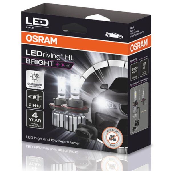 Bombilla LED H13 12V LEDriving HL BRIGHT 9008DWBRT 2 Unds. Osram | LeonLeds