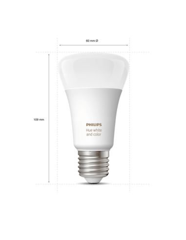 Kit de inicio 2 bombillas inteligentes E27 White and color ambiance + regulador medidas
