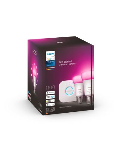 Kit de inicio 2 bombillas inteligentes E27 White and color ambiance + regulador embalaje