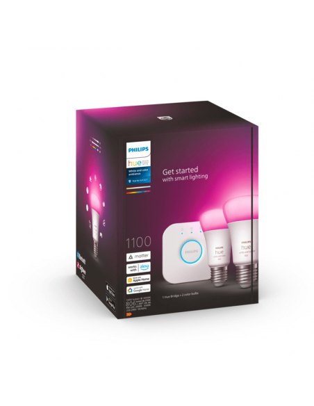 Kit de inicio 2 bombillas inteligentes E27 White and color ambiance + regulador embalaje