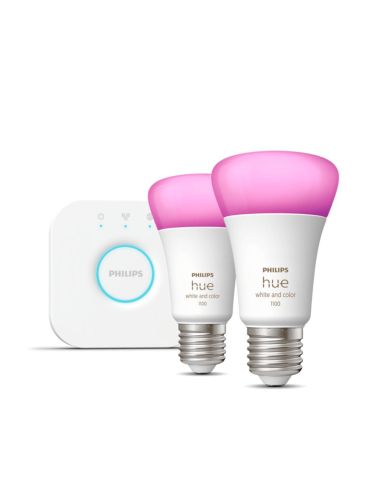Kit de inicio 2 bombillas inteligentes E27 White and color ambiance + regulador