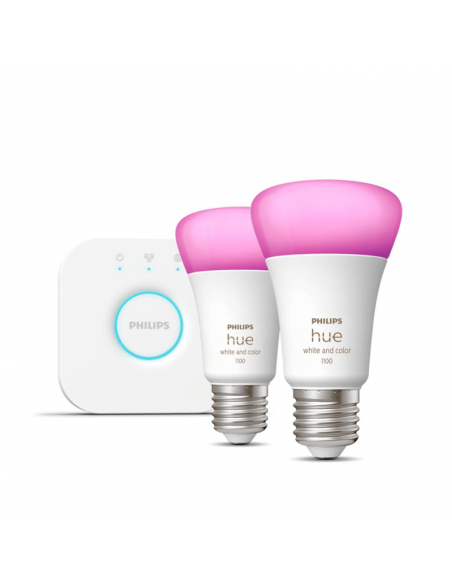 Kit de inicio 2 bombillas inteligentes E27 White and color ambiance + regulador
