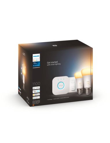 Kit de inicio 2 bombillas inteligente E27 White ambiance + dimmer embalaje