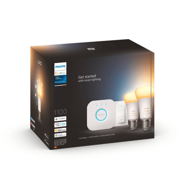 Kit de inicio 2 bombillas inteligente E27 White ambiance + dimmer embalaje