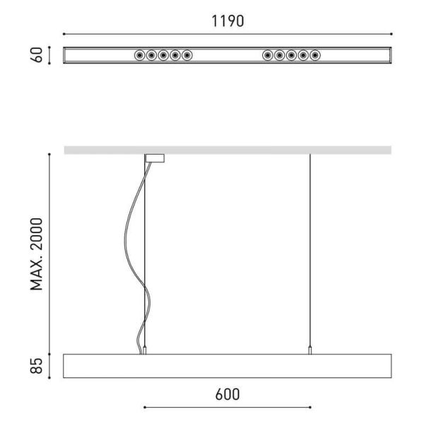 Suspension Foster noire ArkosLight