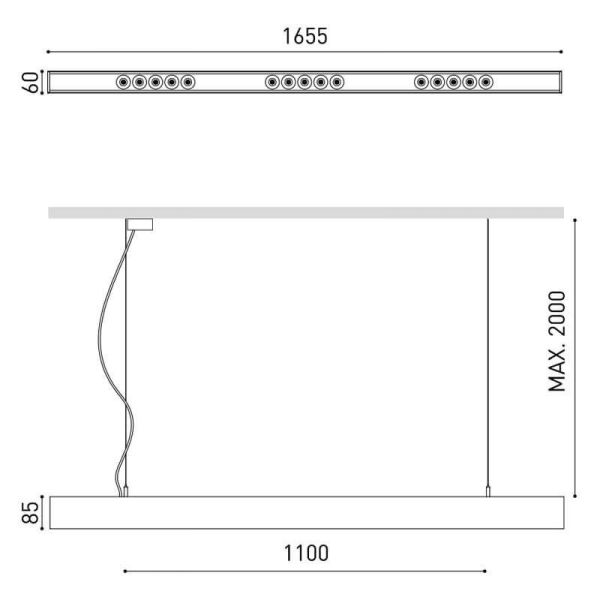 Suspension Foster noire 1600 ArkosLight