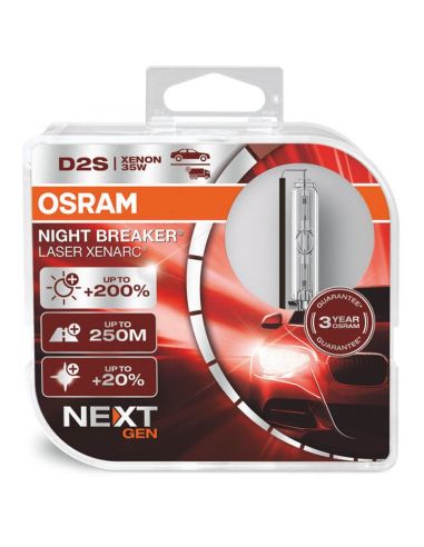 Xenon D2S Night Breaker Laser Bulb Next Gen Pack 2 Duo Units 66240XNN-HCB Osram | leonleds