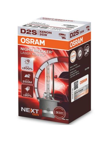 Xenon D2S Night Breaker Laser Next Gen lâmpada + 200% de luz (Caixa de papelão 1 unidade) 66240XNN Osram | leonleds