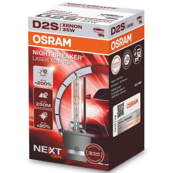 Ampoule Xénon D2S Night Breaker Laser Next Gen + 200% lumière (Carton Box 1 Unité) 66240XNN Osram | leonleds