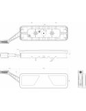 Dimensiones Piloto trasero LED con cuerno y triangulo FT-700 con conector 7 Pin  Fristom | LeonLeds