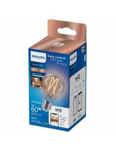 Bombilla LED inteligente con filamento transparente 7W - 60W A60 E27 2700K-6500K Wifi Wiz 8719514371965 Philips | LeonLeds