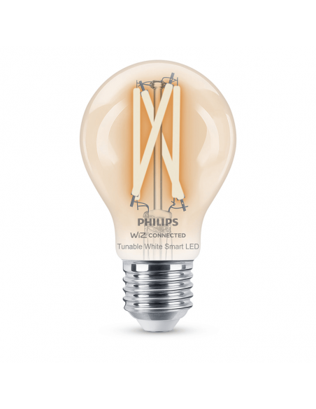 Bombilla LED inteligente con filamento transparente 7W - 60W A60 E27 2700K-6500K Wifi Wiz 8719514371965 Philips | LeonLeds