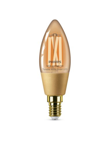 Lâmpada de vela inteligente vintage E14 4,9 W 25 W C37 Wiz Connect 2.000 K - 5000 K 8719514372085 Philips | leonleds