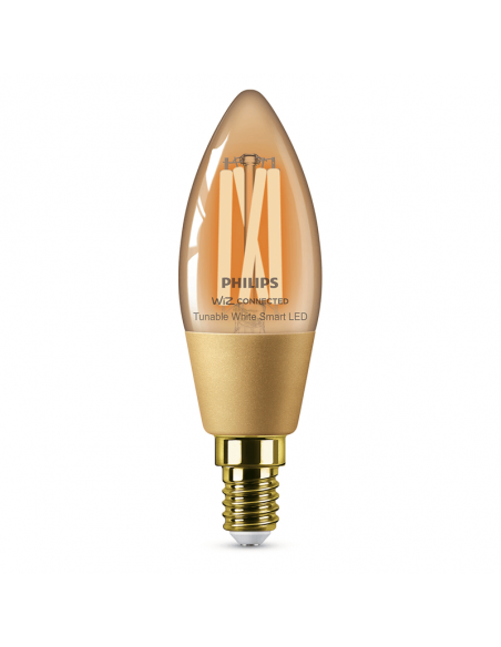 Lâmpada de vela inteligente vintage E14 4,9 W 25 W C37 Wiz Connect 2.000 K - 5000 K 8719514372085 Philips | leonleds
