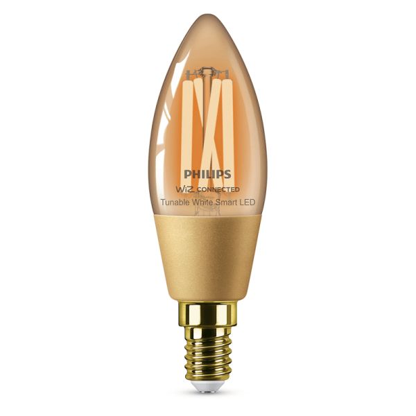 Ampoule Bougie Intelligente Vintage E14 4.9W 25W C37 Wiz Connect 2,000K - 5000K 8719514372085 Philips | leonleds