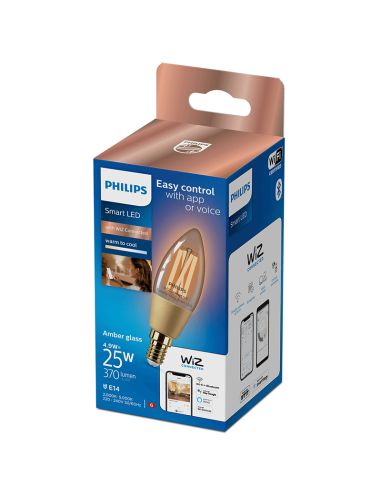 Bombilla Vela Vintage Inteligente E14 4,9W 25W C37 Wiz Connect 2.000K - 5000K 8719514372085   Philips | LeonLeds