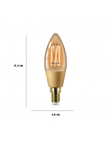 Dimensiones Bombilla Vela Vintage Inteligente E14 4,9W 25W C37 Wiz Connect 2.000K - 5000K 8719514372085 Philips | LeonLeds