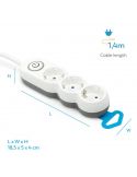 Medidas de Regleta 3 enchufes con interruptor luminoso y enchufe plano 1,4 metros de cable 420042 Garza | LeonLeds