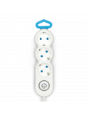 Regleta 3 enchufes con interruptor luminoso y enchufe plano 1,4 metros de cable 420042 Garza | LeonLeds