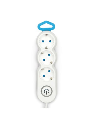 Regleta 3 enchufes con interruptor luminoso y enchufe plano 1,4 metros de cable 420042 Garza | LeonLeds