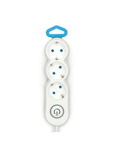 Regleta 3 enchufes con interruptor luminoso y enchufe plano 1,4 metros de cable 420042 Garza | LeonLeds