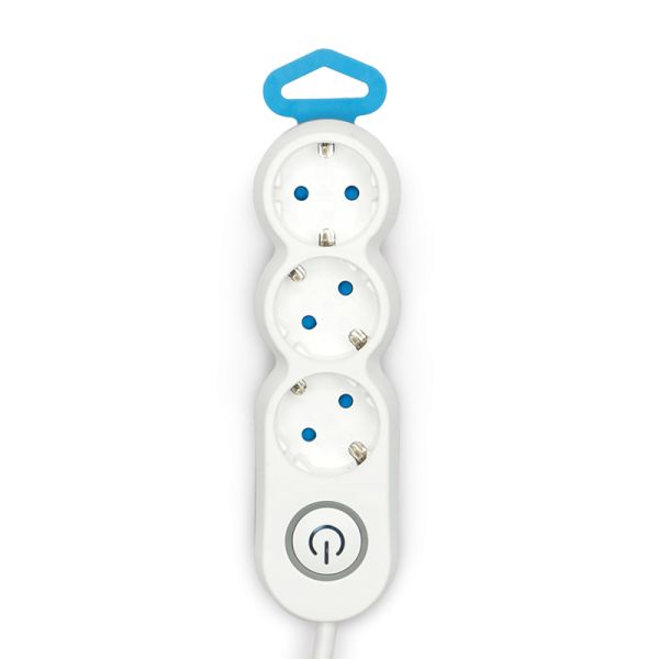 Regleta 3 enchufes con interruptor luminoso y enchufe plano 1,4 metros de cable 420042 Garza | LeonLeds