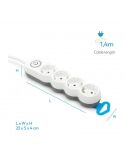 Multiprise 4 prises avec interrupteur lumineux et fiche plate, câble de 1,4 m 8430624200432 Garza | LeonLeds
