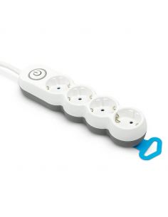 Regleta 4 enchufes con interruptor luminoso y enchufe plano 1,4 metros de cable 8430624200432 Garza | LeonLeds