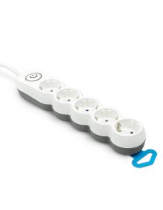 Base multiple 5 enchufes con interruptor luminoso y enchufe plano 1,4 metros de cable 420044 Garza | LeonLeds