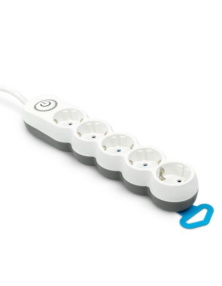 Base multiple 5 enchufes con interruptor luminoso y enchufe plano 1,4 metros de cable 420044 Garza | LeonLeds