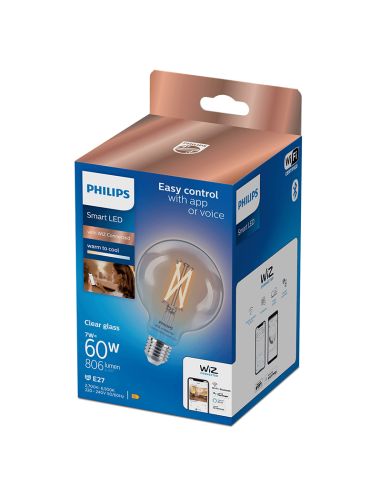 Lâmpada LED Globo com filamento transparente 7W - 60W G95 Philips 8719514372184 | leonleds