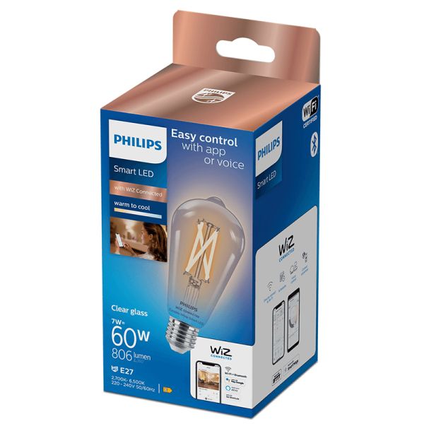 Bombilla LED ST64 inteligente 7W - 60W G95 E27 2.700K - 6.500K Wiz Connect 8719514372245 | LeonLeds