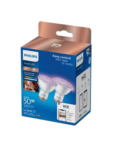 Pack 2 Bombillas LED inteligente GU10 50W 8719514372689 Philips Wiz | LeonLeds
