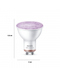 Dimensiones Pack 2 Bombillas LED inteligente GU10 50W 8719514372689 Philips Wiz | LeonLeds