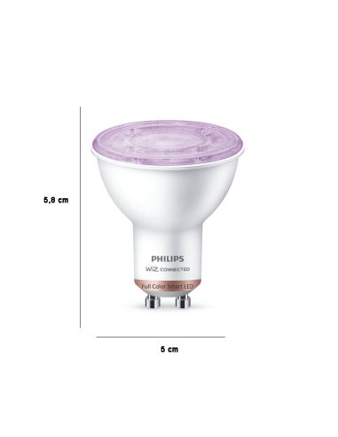 Dimensions Pack 2 Ampoules LED Intelligentes GU10 50W 8719514372689 Philips Wiz | leonleds