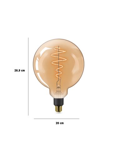 Dimensiones Bombilla LED gigante Globo inteligente E27 6W Wiz de Philips 8719514372160 | LeonLeds