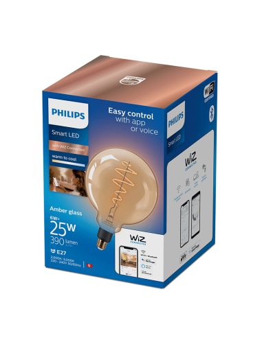 Bombilla LED gigante Globo inteligente E27 6W Wiz de Philips 8719514372160 | LeonLeds